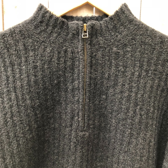 Banana Republic Men’s Wool Knit Half-Zip Sweater NWT Charcoal Black Large - Picture 5 of 7